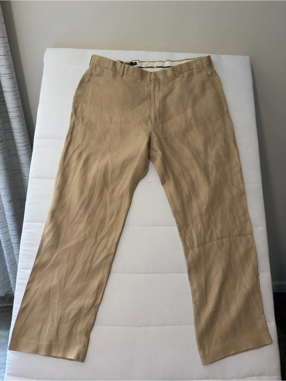 J.Crew Men's Beige 100% Irish Linen Pants Classic Fit Flat Front Pockets 38x30